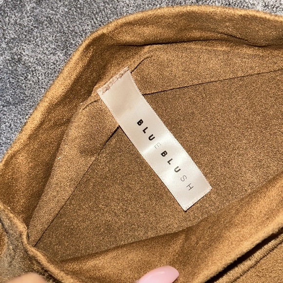 Suede Brown T-shirt Dress - Blue Blush - Picture 5 of 5